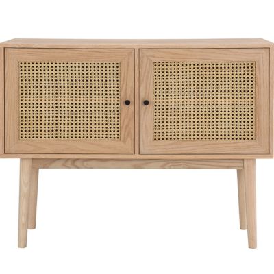 Buffet 2 portes en bois et cannage naturel 100 cm - Eden