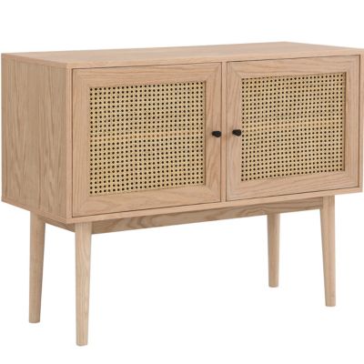 Buffet 2 portes en bois et cannage naturel 100 cm - Eden