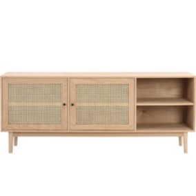 Buffet 2 portes en bois et cannage naturel 170 cm - Eden