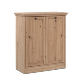 Buffet 2 portes et 2 tablettes avec poignées boutons en métal L80 cm - TIMBER