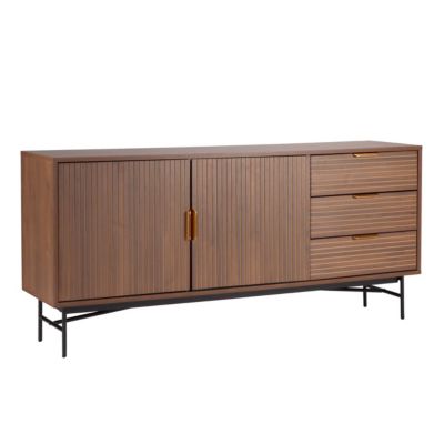 Buffet 2 portes et 3 tiroirs en mélaminé et acier 160 cm marron  Oviala