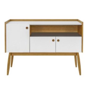 Buffet 3 Portes & 1 Niche "Farsta" 115cm Chêne & Blanc