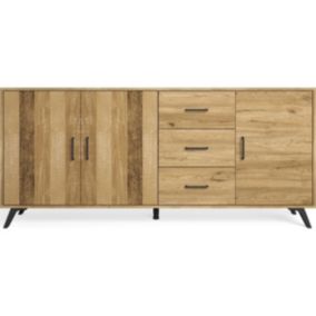 Buffet 3 portes 3 tiroirs effet bois 180 cm - Inari