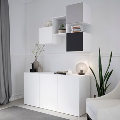 Buffet 3 portes blanc GoodHome Atomia H. 75 x L. 150 x P. 47 cm
