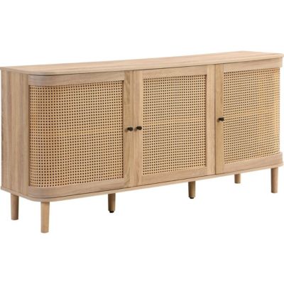 Buffet 3 portes couleur chêne et cannage 150 cm - Bali