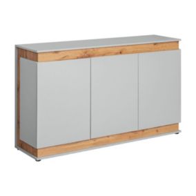 Buffet 3 Portes Design "Berlin" 150cm Gris & Naturel