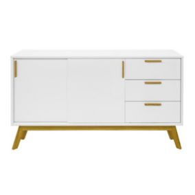 Buffet 3 Tiroirs & 2 Portes "Kensal" 149cm Chêne & Blanc