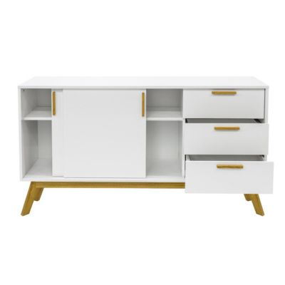 Buffet 3 Tiroirs & 2 Portes "Kensal" 149cm Chêne & Blanc