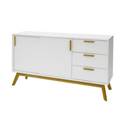 Buffet 3 Tiroirs & 2 Portes "Kensal" 149cm Chêne & Blanc