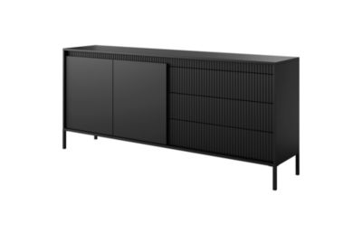 Buffet : 3 Tiroirs, 2 Portes, Noir, 81,4 X 187,1 X 39,5 Cm