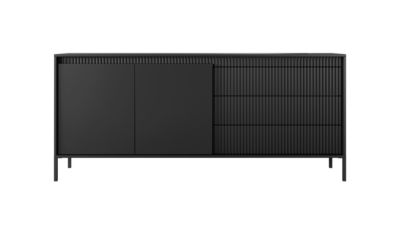 Buffet : 3 Tiroirs, 2 Portes, Noir, 81,4 X 187,1 X 39,5 Cm