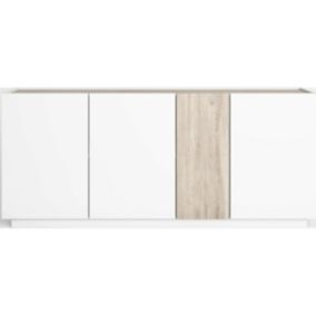 Buffet 4 portes blanc et effet bois 180 cm - Josie