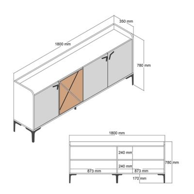 Buffet 4 portes L180 cm - Venedik