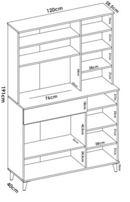 Buffet Aeris, Buffet garde-manger de salon, Buffet de salon moderne avec 4 portes, 120x40h191 cm, Blanc et Chêne