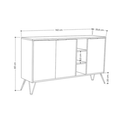 Buffet Alin, Buffet du salon, Commode de salon, Garde-manger de cuisine, 142x36h83 cm, Chêne