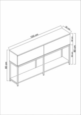 Buffet Altair, Buffet du salon, Commode de salon, Garde-manger de cuisine, 150x30h80 cm, Anthracite et Or