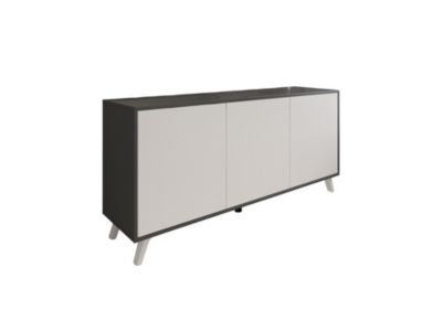 Buffet Annina, Buffet du salon, Commode de salon, Garde-manger de cuisine, 154x40h72 cm, Anthracite et Blanc