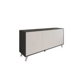 Buffet Annina, Buffet du salon, Commode de salon, Garde-manger de cuisine, 154x40h72 cm, Anthracite et Blanc