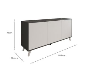 Buffet Annina, Buffet du salon, Commode de salon, Garde-manger de cuisine, 154x40h72 cm, Anthracite et Blanc