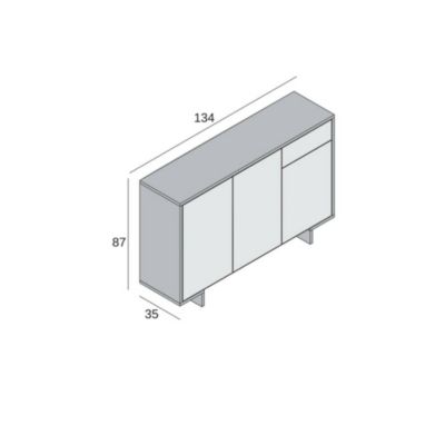 Buffet Arius, Buffet de salon, Buffet de salon avec 3 portes et 1 tiroir, 100% Made in Italy, 134x35h87 cm, Marron et Noyer