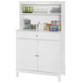 Buffet Armoire Cuisine Bois Blanc Rangement Tiroir + Portes