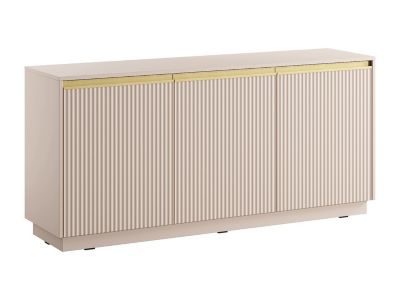 Buffet avec 3 portes en MDF - Beige et doré - POSINIA
