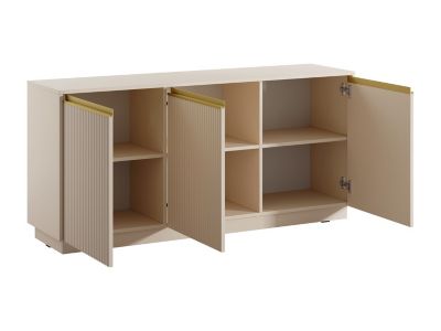 Buffet avec 3 portes en MDF - Beige et doré - POSINIA