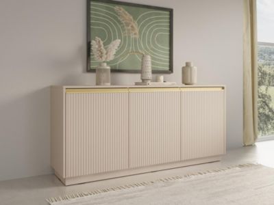 Buffet avec 3 portes en MDF - Beige et doré - POSINIA