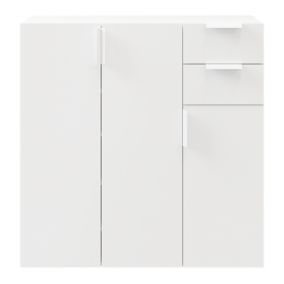 Buffet avec portes et tiroirs blanc GoodHome Atomia H. 112,5 x L. 112,5 x P. 37 cm