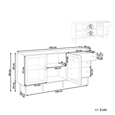 Buffet avec vitrine en verre MILORA 160 cm Blanc