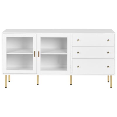 Buffet avec vitrine en verre MILORA 160 cm Blanc