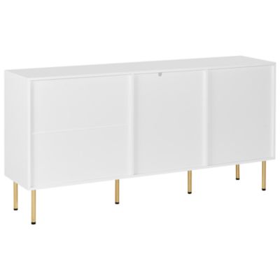 Buffet avec vitrine en verre MILORA 160 cm Blanc