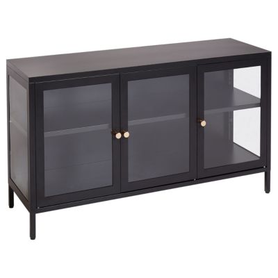Buffet avec vitrine en verre NEWPORT 115 cm Métal Noir
