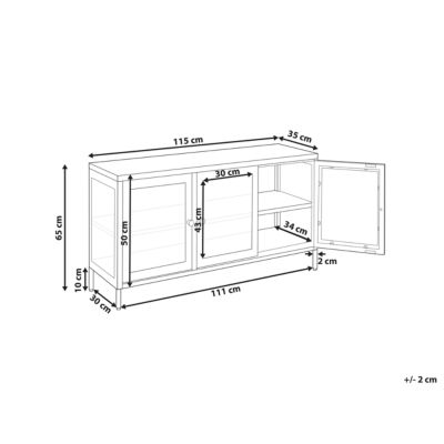 Buffet avec vitrine en verre NEWPORT 115 cm Métal Noir