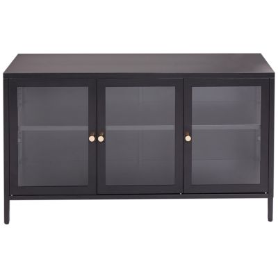 Buffet avec vitrine en verre NEWPORT 115 cm Métal Noir