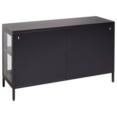 Buffet avec vitrine en verre NEWPORT 115 cm Métal Noir