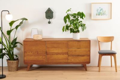 Buffet bas rétro en bois 2 portes et 3 tiroirs L160 bronze - MALLET