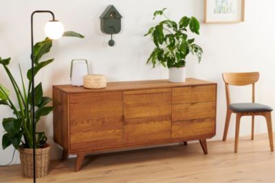 Buffet bas rétro en bois 2 portes et 3 tiroirs L160 bronze - MALLET