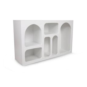 Buffet Bellatrix, Buffet du salon, Commode de salon, Garde-manger de cuisine, 120x37h74 cm, Blanc