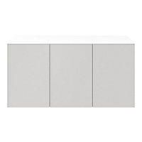 Buffet blanc 3 portes grises claires mates GoodHome Atomia H. 75 x L. 150 x P. 47 cm