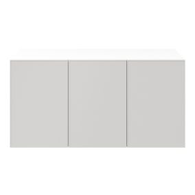 Buffet blanc 3 portes grises claires mates GoodHome Atomia H. 75 x L. 150 x P. 47 cm