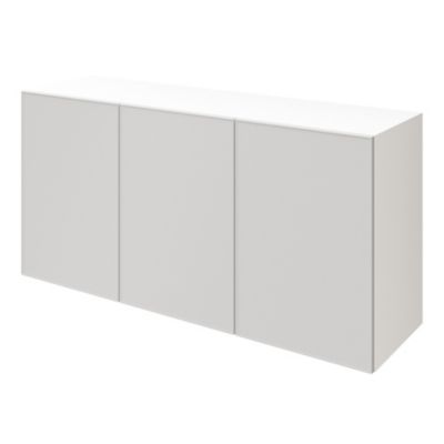 Buffet blanc 3 portes grises claires mates GoodHome Atomia H. 75 x L. 150 x P. 47 cm