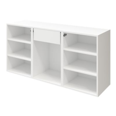 Buffet blanc 3 portes grises claires mates GoodHome Atomia H. 75 x L. 150 x P. 47 cm