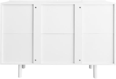 Buffet blanc à 4 portes, commode moderne en forme de goutte, 120 x 80,8 x 37,5 cm
