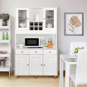 Buffet Blanc Armoire Cuisine Meuble Rangement Tiroirs + Portes