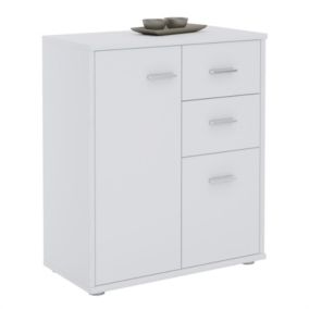 Buffet Blanc Cuisine Meuble Rangement Commode 2 Tiroirs + 2 Portes