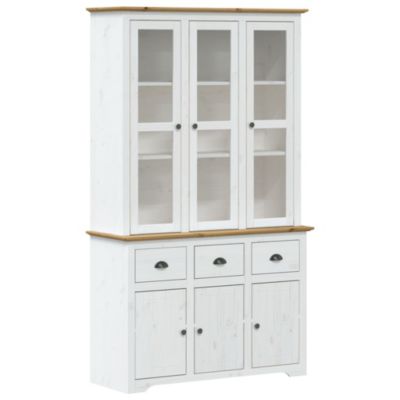 Buffet BODO blanc et marron 115,5x43x200,5cm bois massif de pin vidaXL