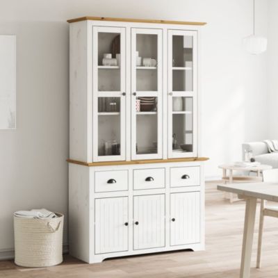 Buffet BODO blanc et marron 115,5x43x200,5cm bois massif de pin vidaXL