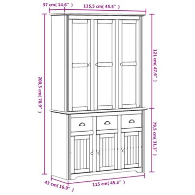Buffet BODO blanc et marron 115,5x43x200,5cm bois massif de pin vidaXL