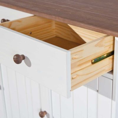 Buffet Bois 3 Portes "Takao" 130cm Blanc & Naturel